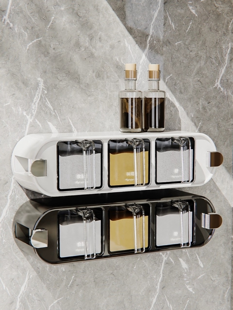 Hộp để gia vị 3 ngăn kiểu hút tường