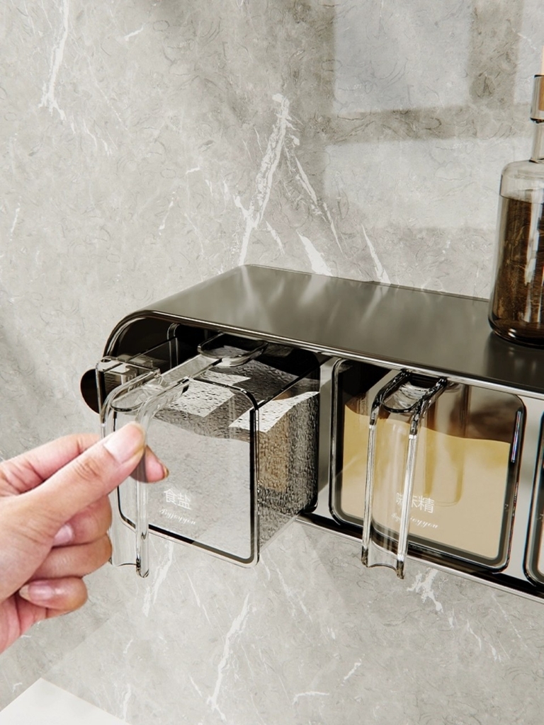 Hộp để gia vị 3 ngăn kiểu hút tường