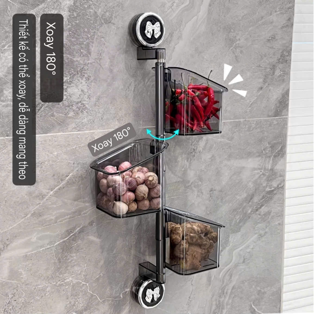 Hộp để hành tỏi 3 tầng xoay 180 độ