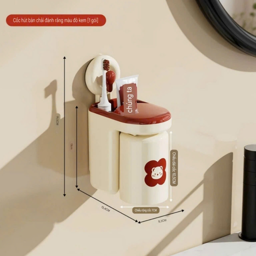 Hộp để kem đánh răng và bàn chải loại hút tường