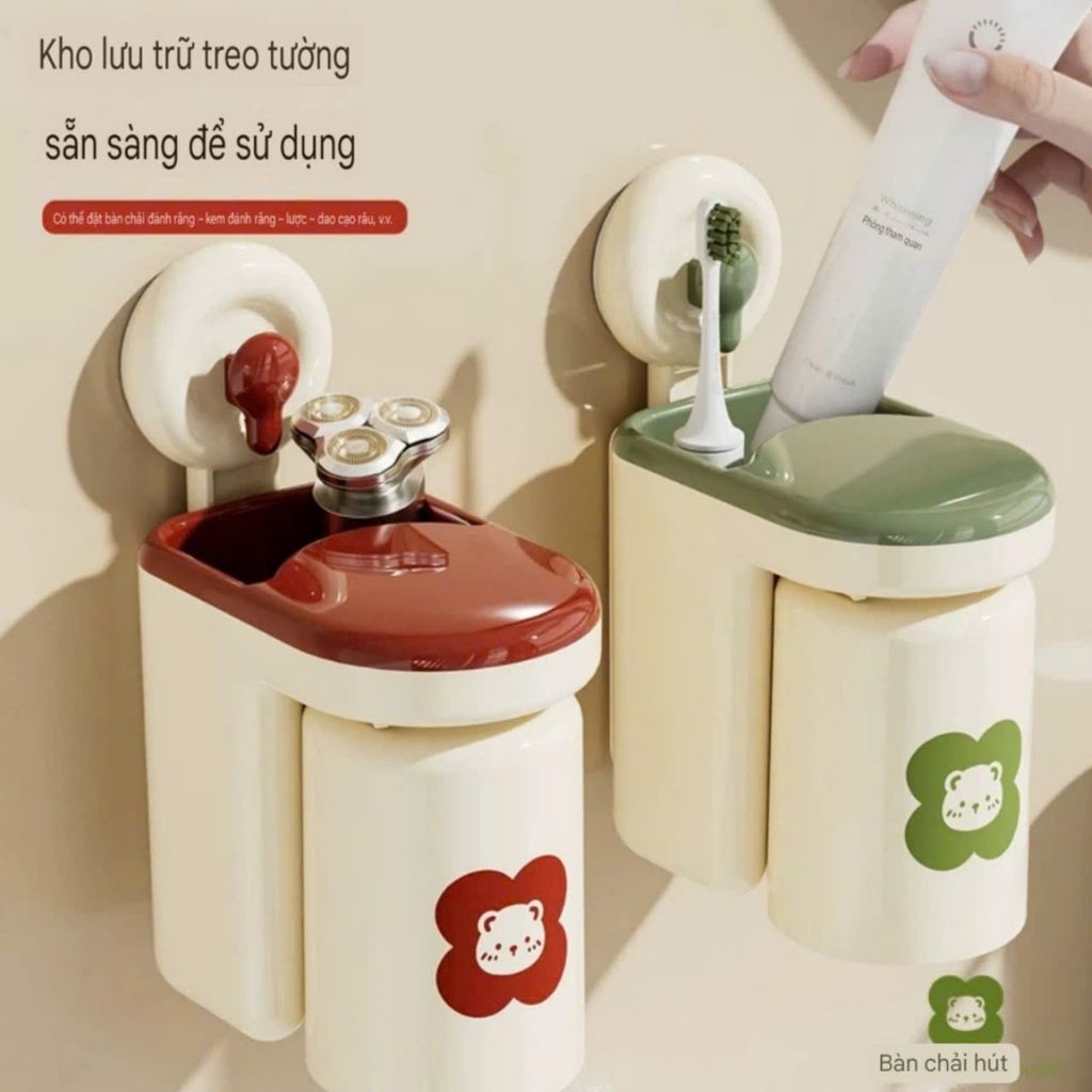 Hộp để kem đánh răng và bàn chải loại hút tường