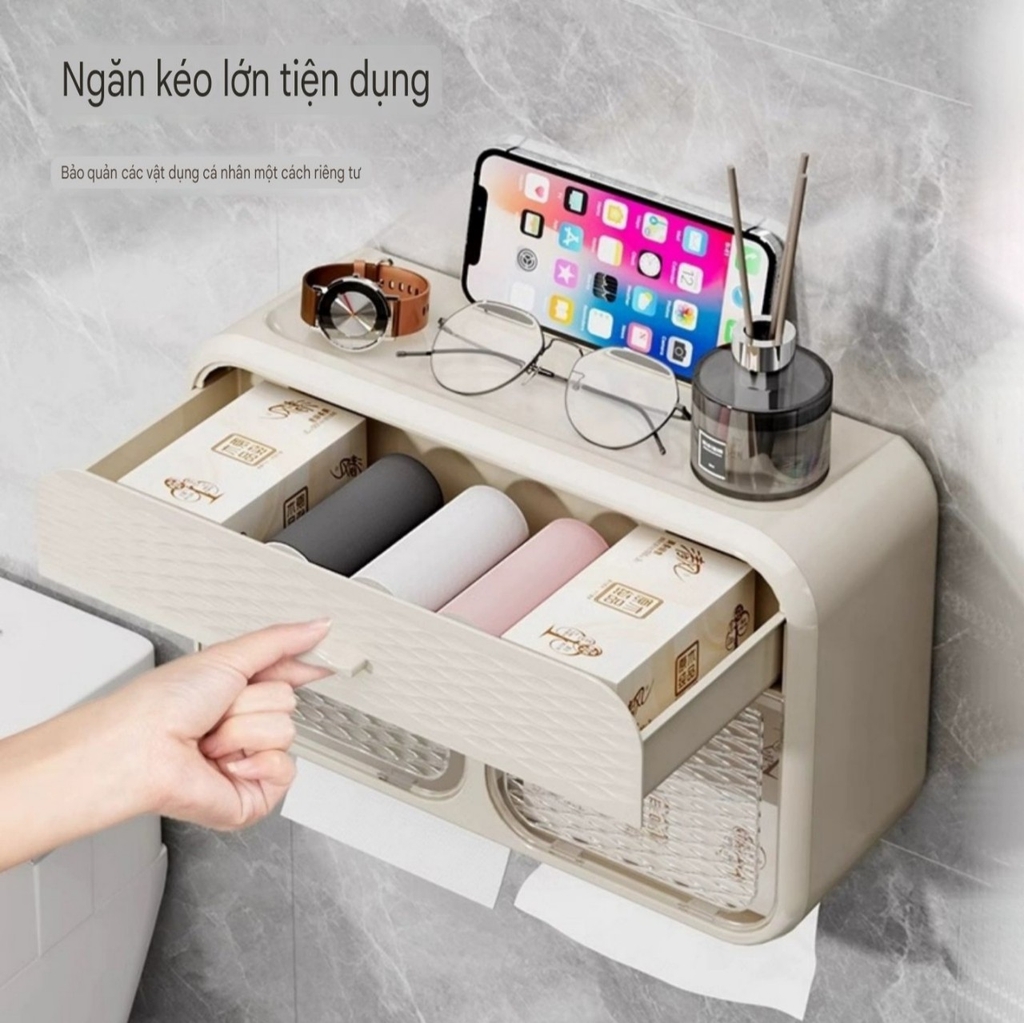Hộp để khăn giấy 2 ngăn loại dán tường