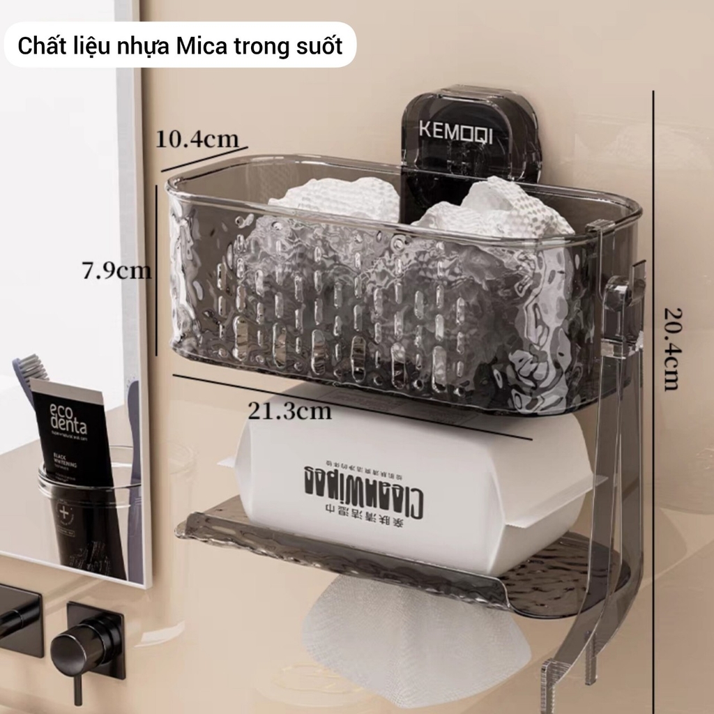 Hộp để khăn giấy 2 tầng kiểu hút tường