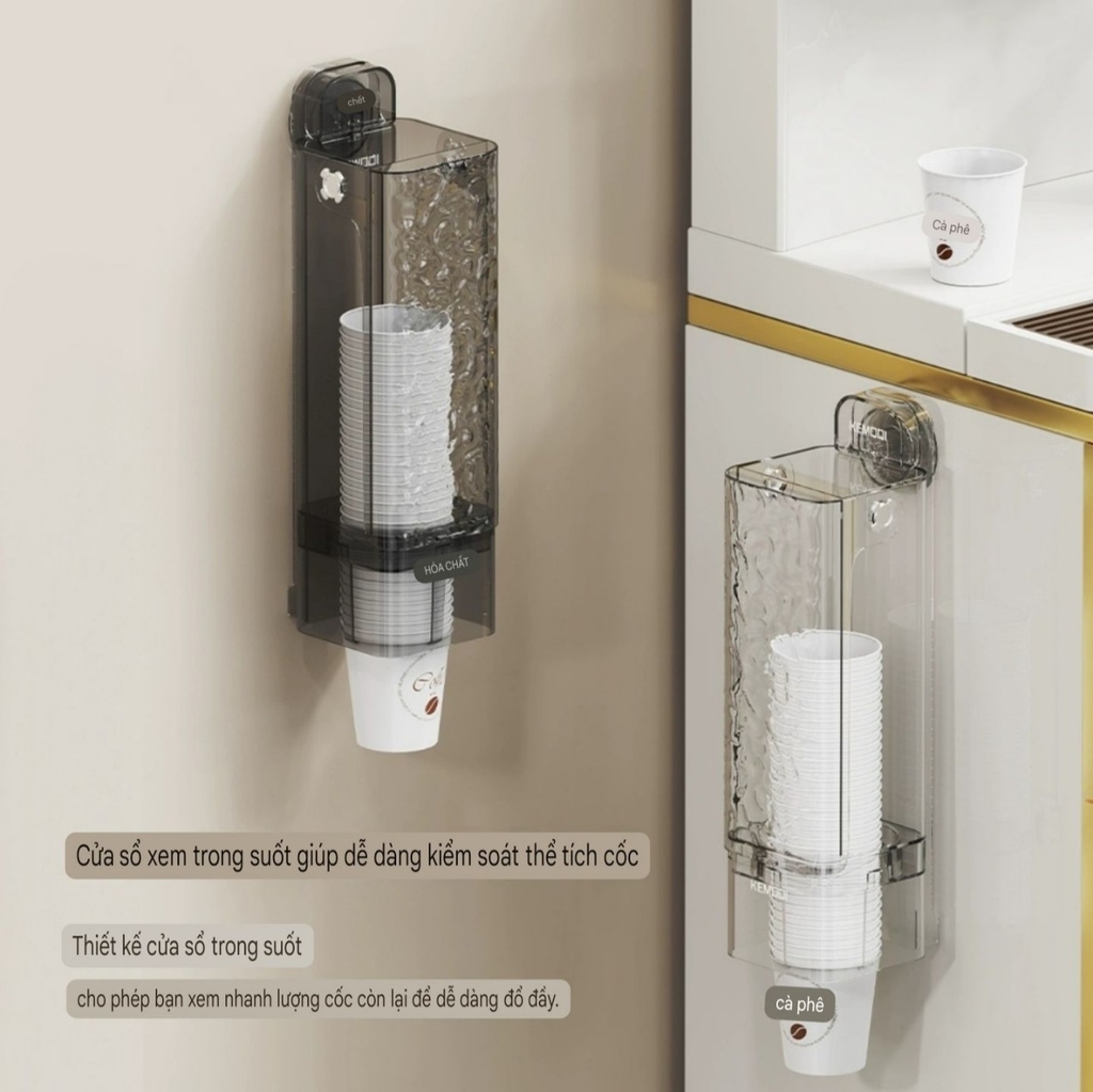 Hộp để ly cốc kiểu hút tường