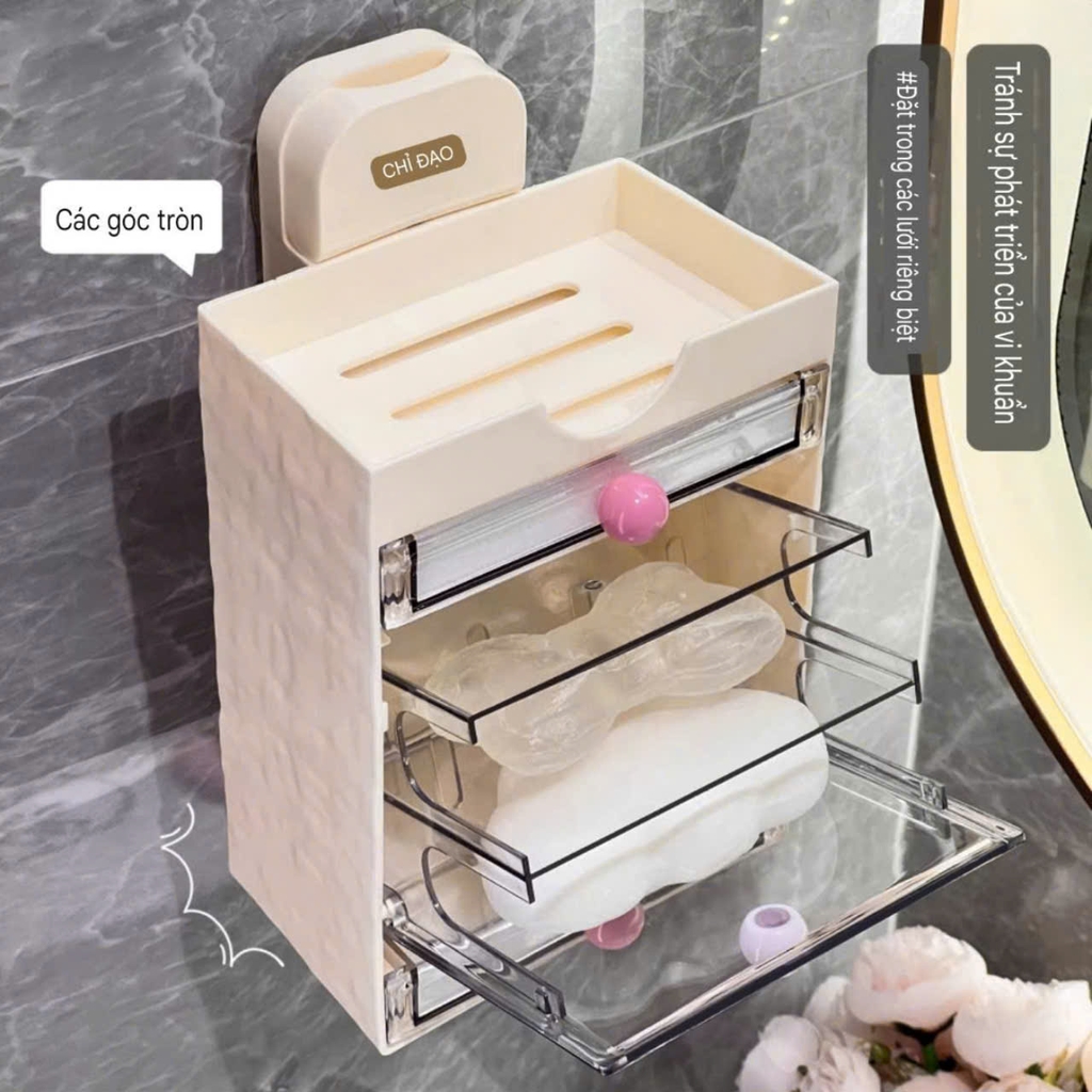 Hộp để xà phòng có nắp đậy và miếng bọt biển