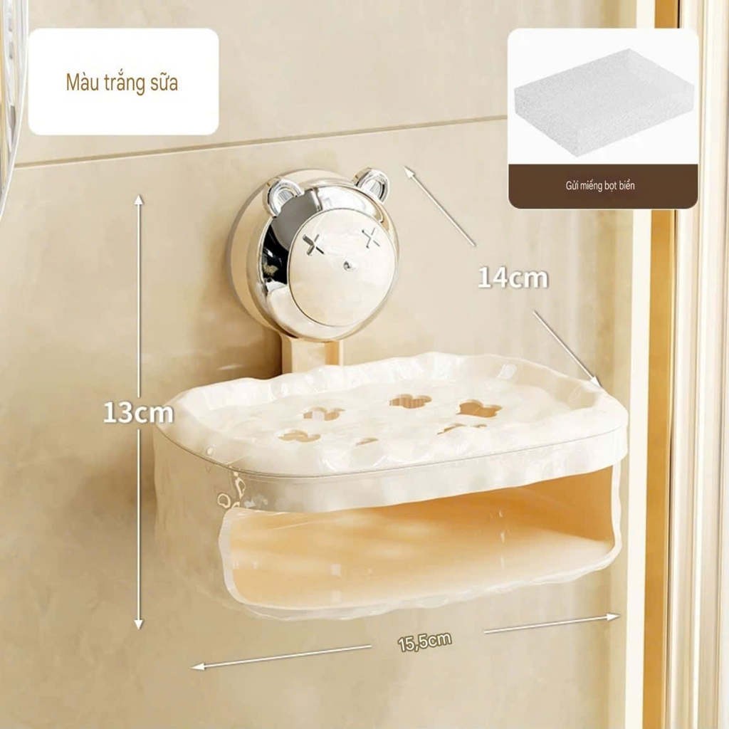 Hộp để xà phòng cốc hút tường hình gấu
