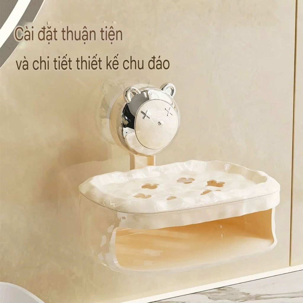 Hộp để xà phòng cốc hút tường hình gấu