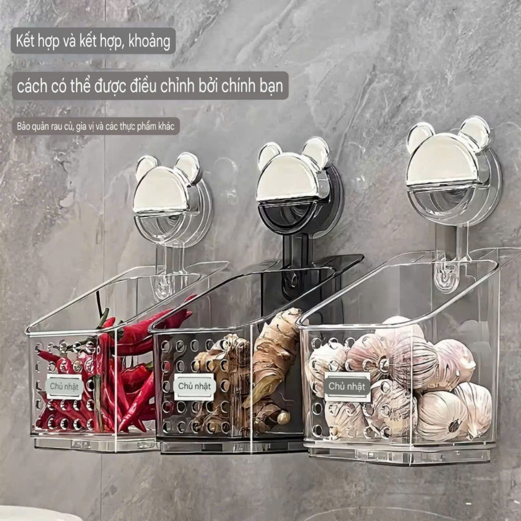 Hộp đựng bông tẩy trang và hành tỏi hình gấu