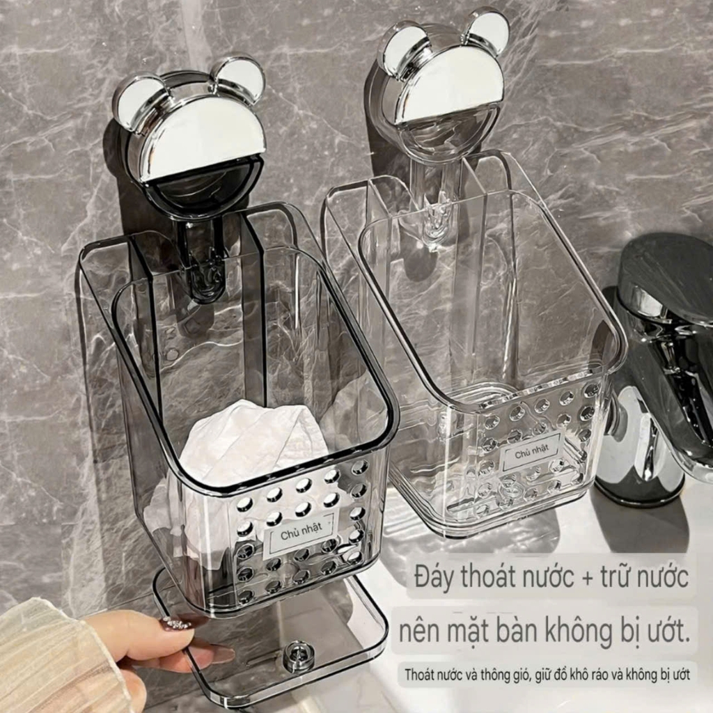 Hộp đựng bông tẩy trang và hành tỏi hình gấu