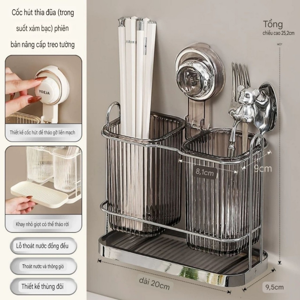 Hộp đựng đũa bằng thép và nhựa Mica