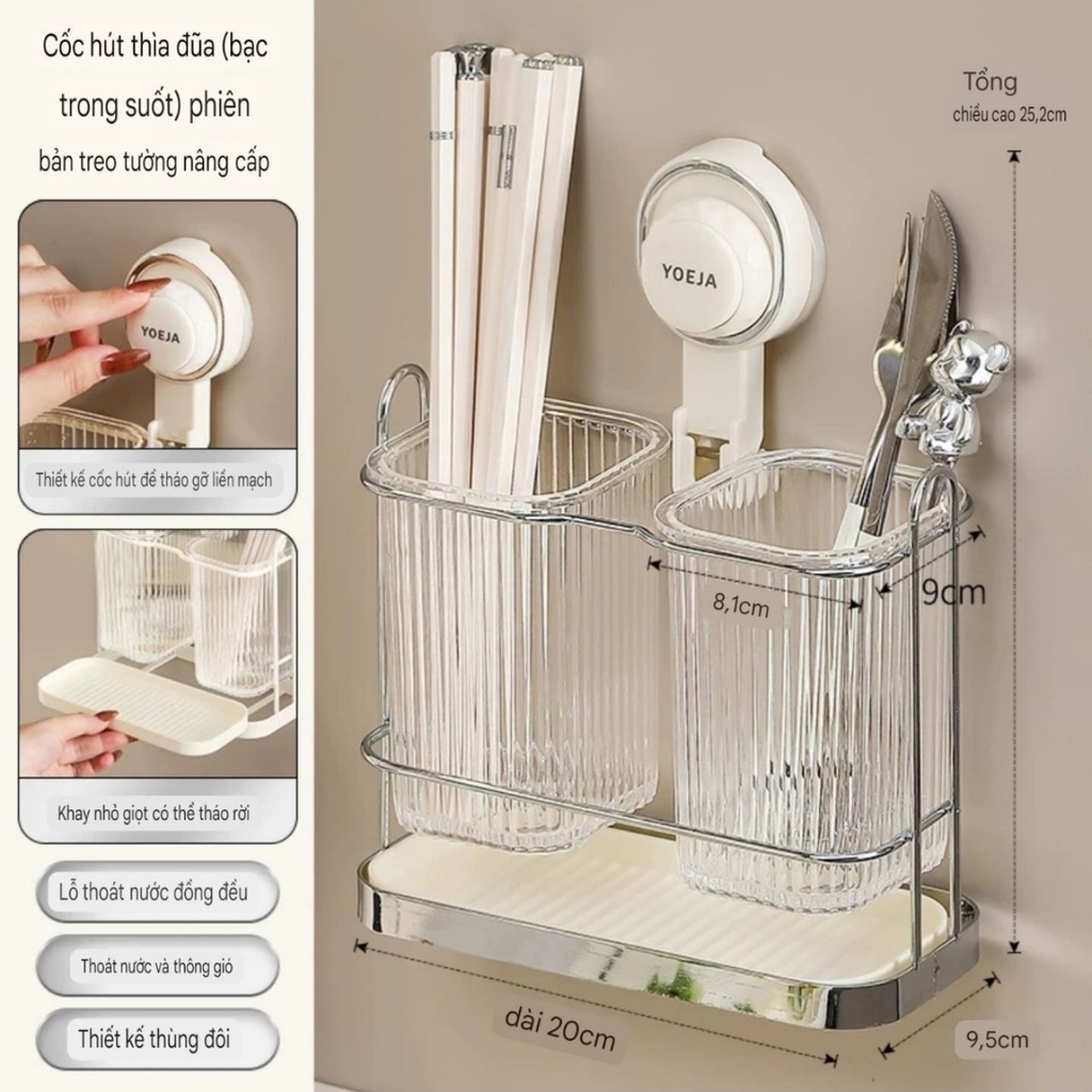 Hộp đựng đũa bằng thép và nhựa Mica