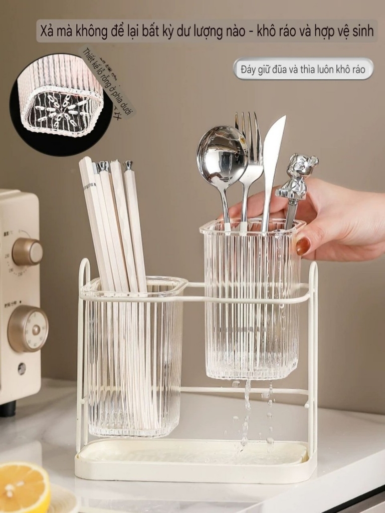 Hộp đựng đũa bằng thép và nhựa Mica