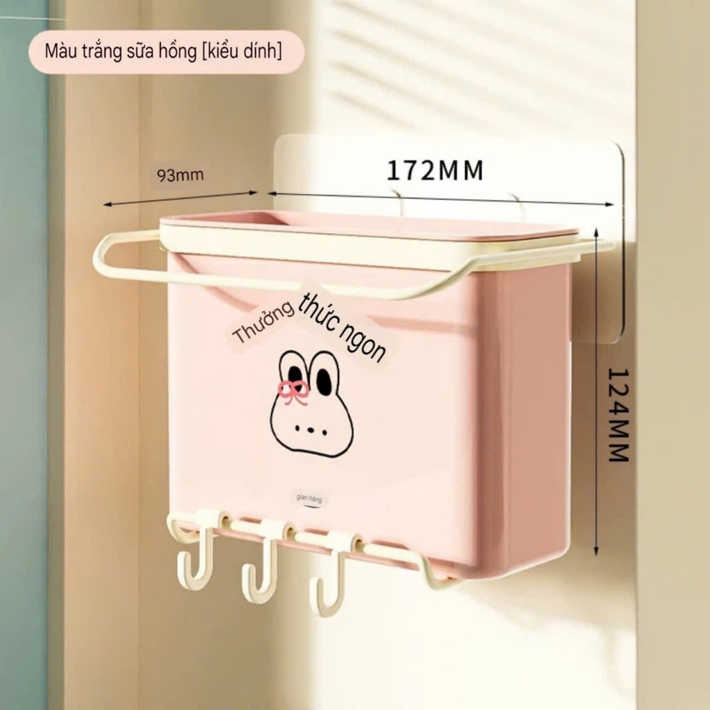 Hộp đựng đũa có móc treo đồ kiểu dán tường