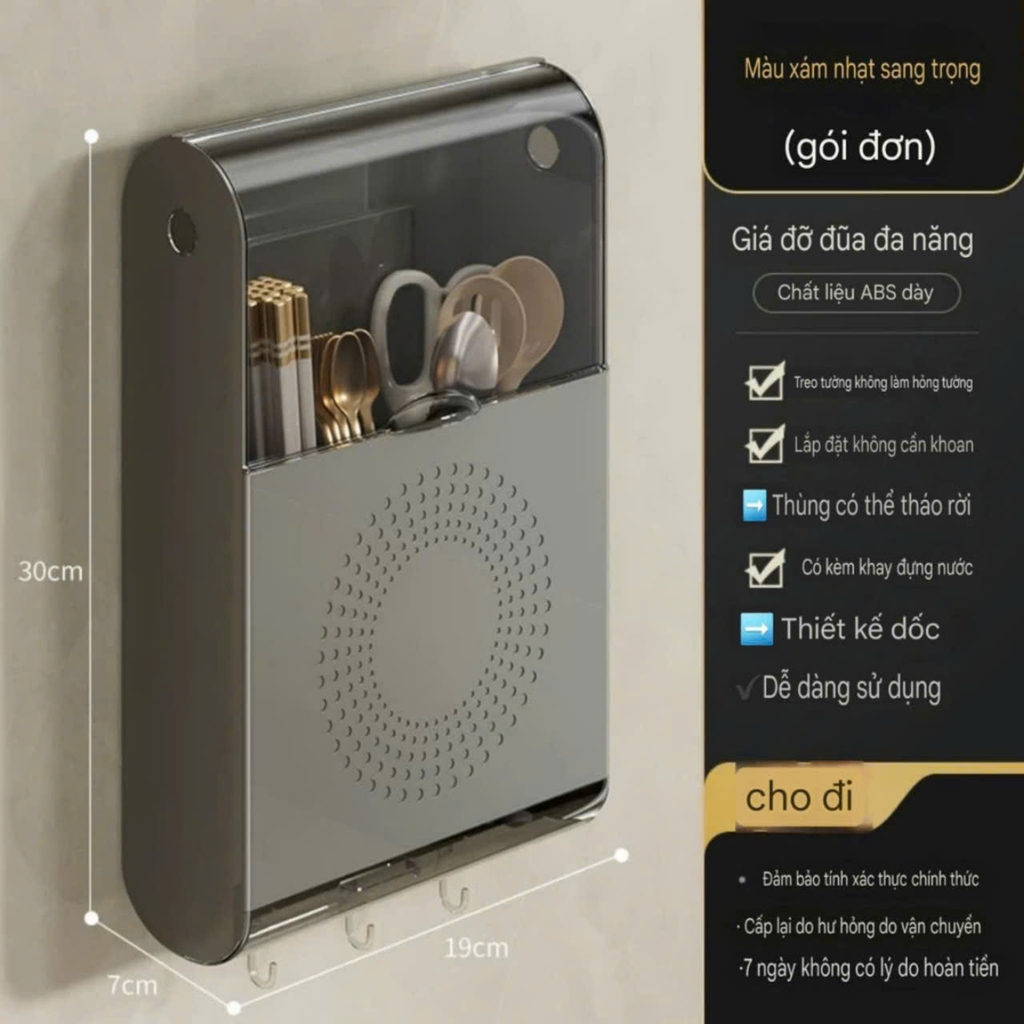 Hộp đựng đũa dán tường kiểu hình vuông