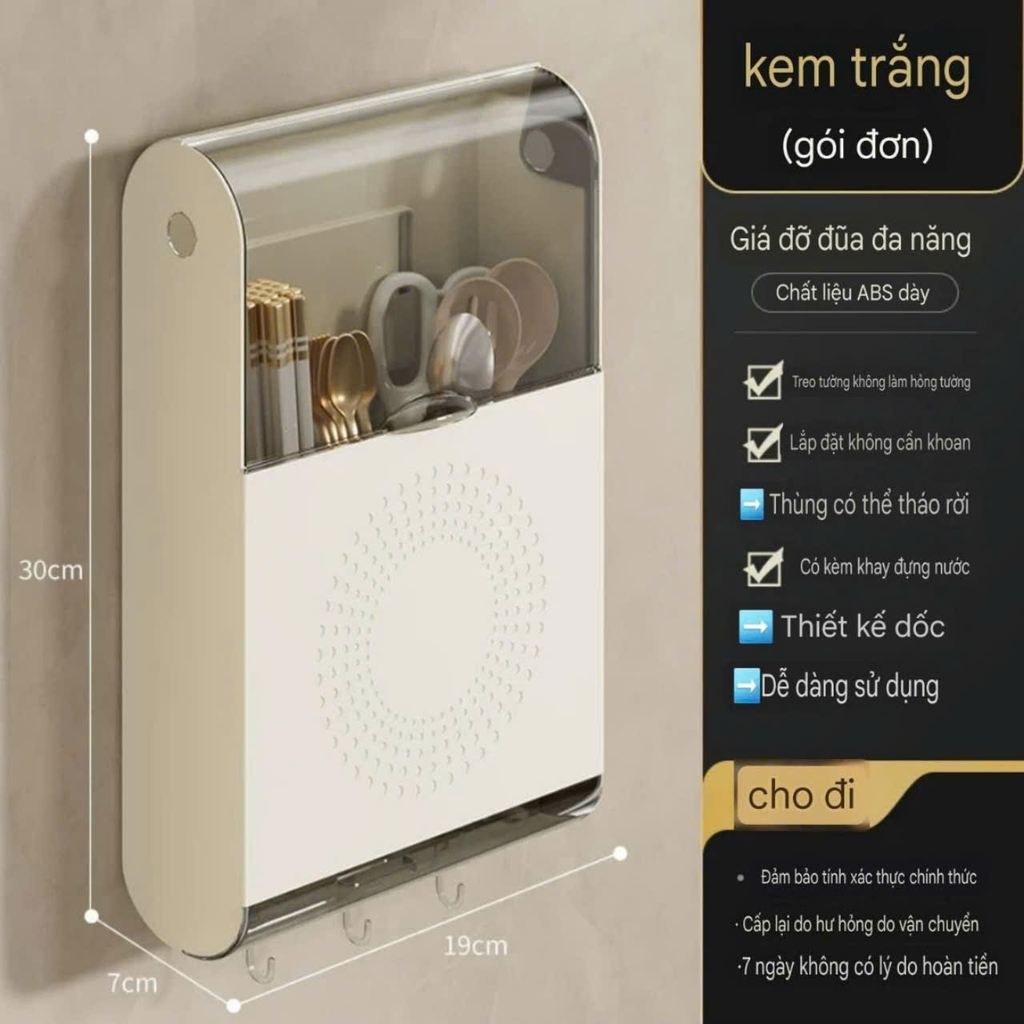 Hộp đựng đũa dán tường kiểu hình vuông