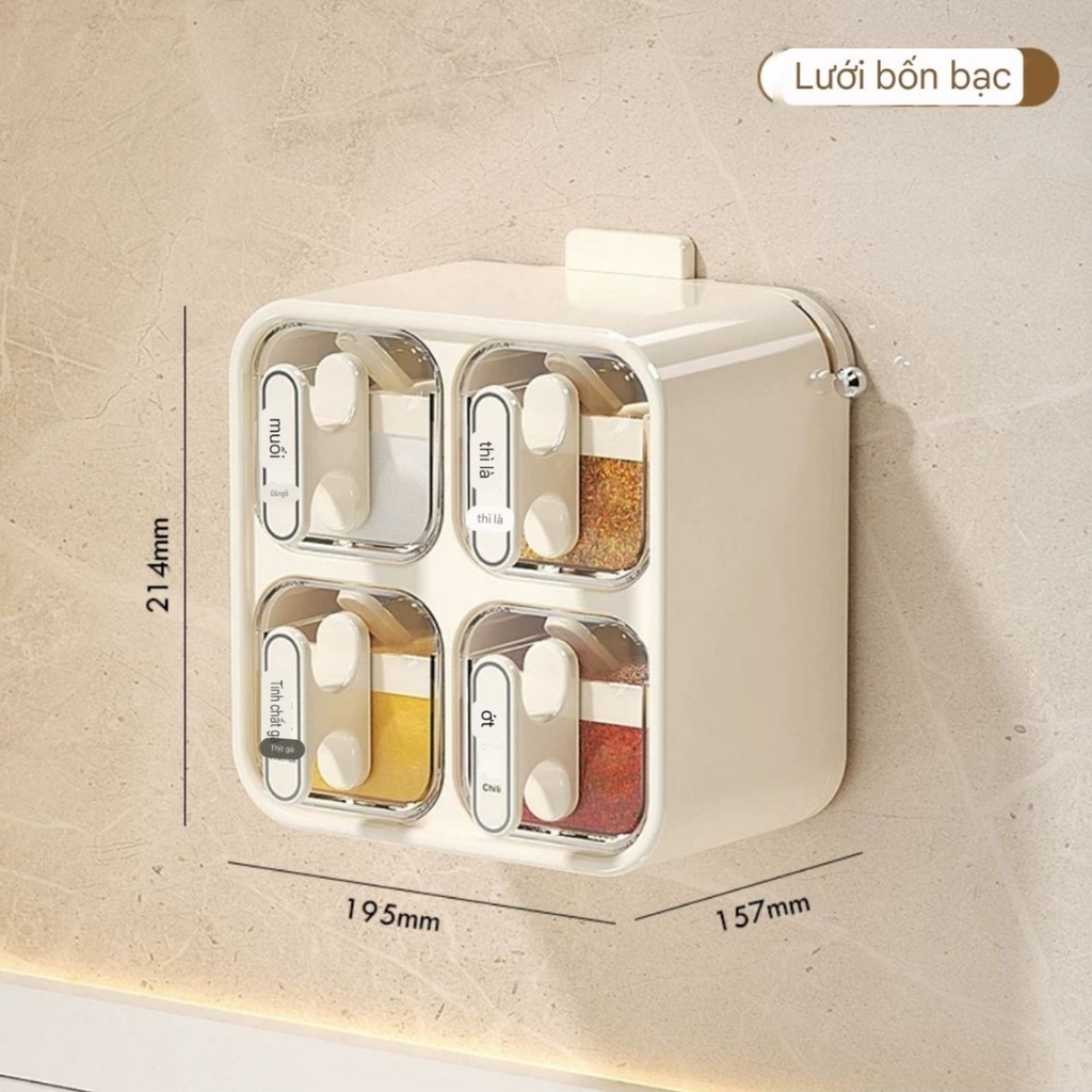 Hộp đựng gia vị nhà bếp loại hút tường