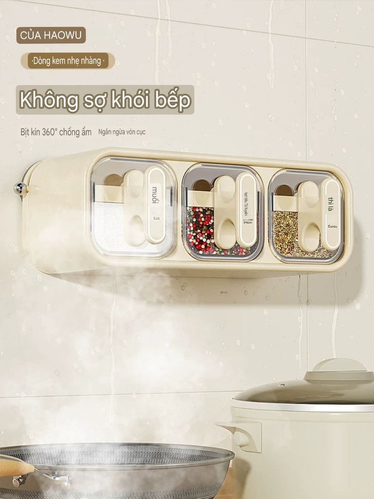 Hộp đựng gia vị nhà bếp loại hút tường