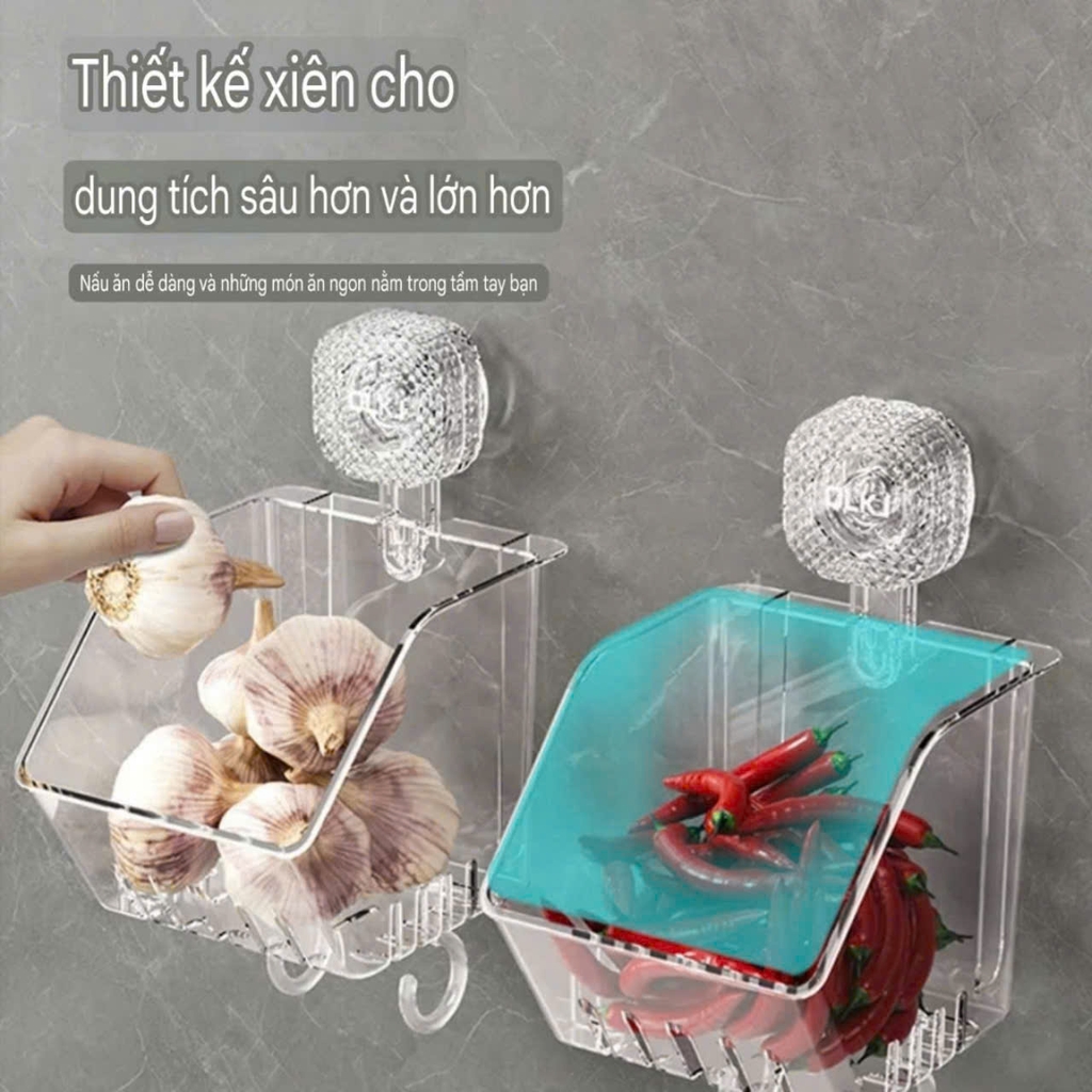 Hộp đựng hành tỏi kiểu hút tường