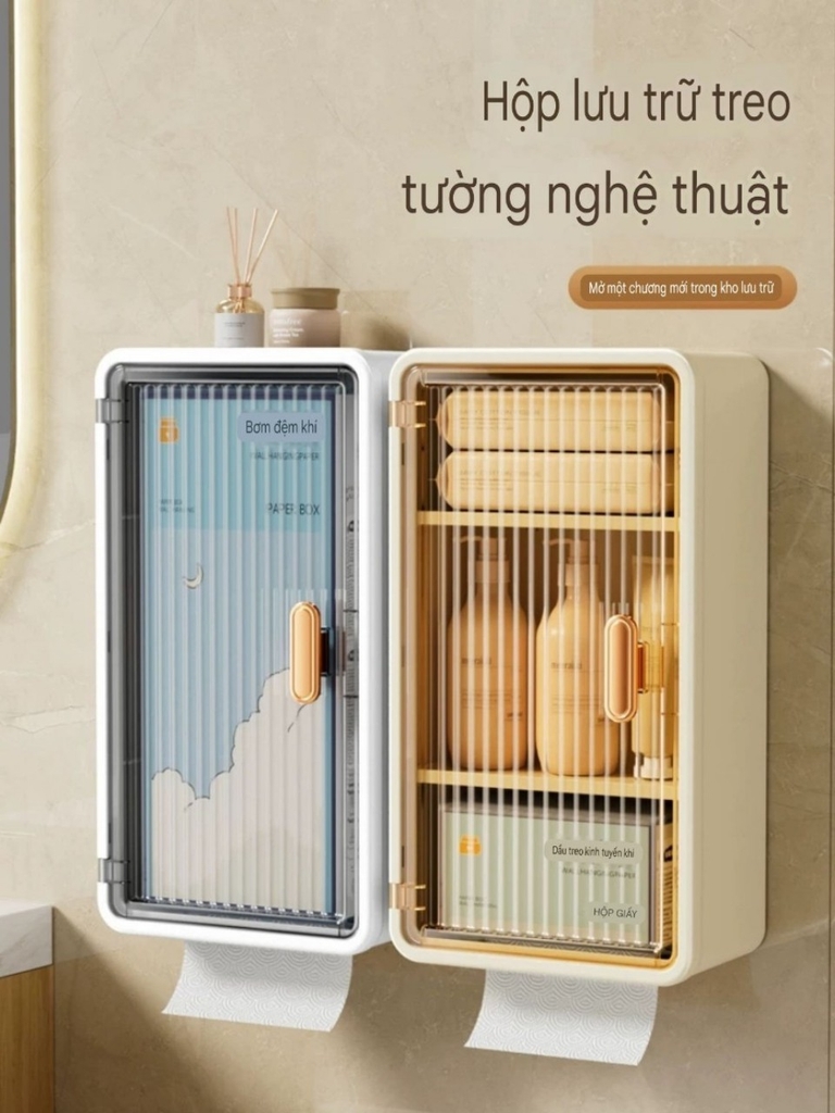 Hộp đựng khăn giấy 3 ngăn loại dán tường