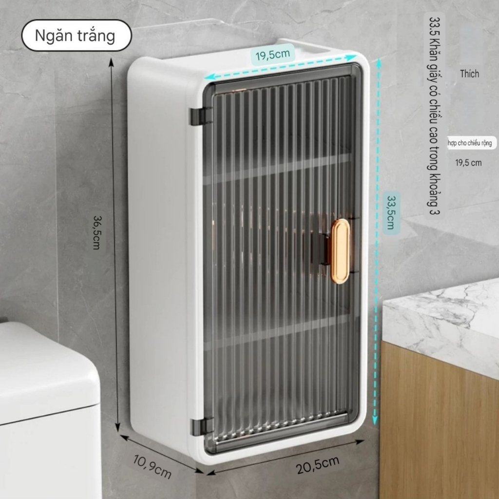 Hộp đựng khăn giấy 3 ngăn loại dán tường