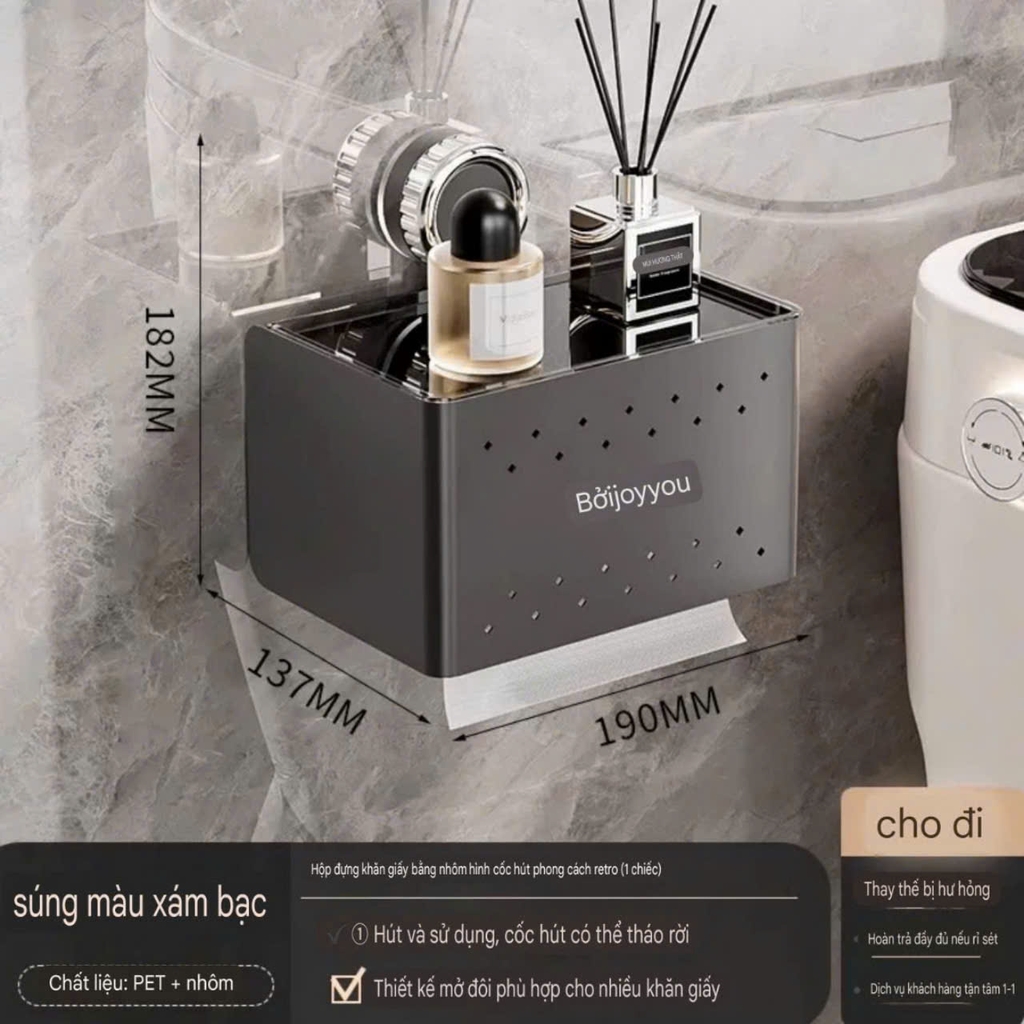 Hợp đựng khăn giấy hợp kim nhôm kiểu hút tường