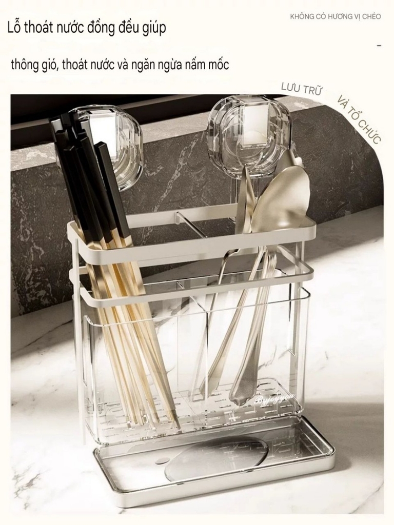 Hộp đựng muỗng đũa kiểu hút tường