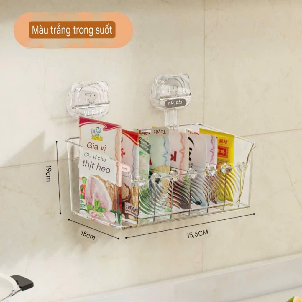 Hộp đựng túi và lọ gia vị kiểu hút tường