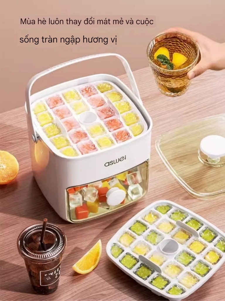 Hộp làm đá viên 2 tầng