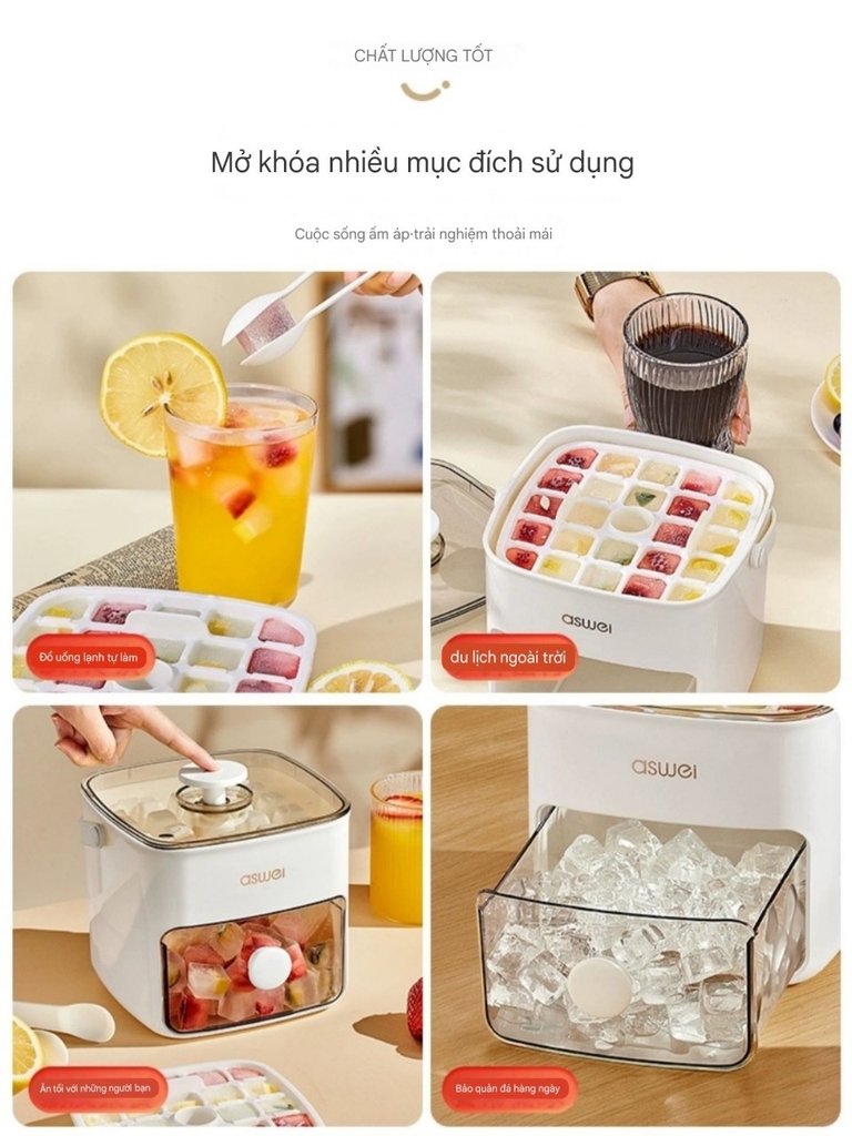 Hộp làm đá viên 2 tầng