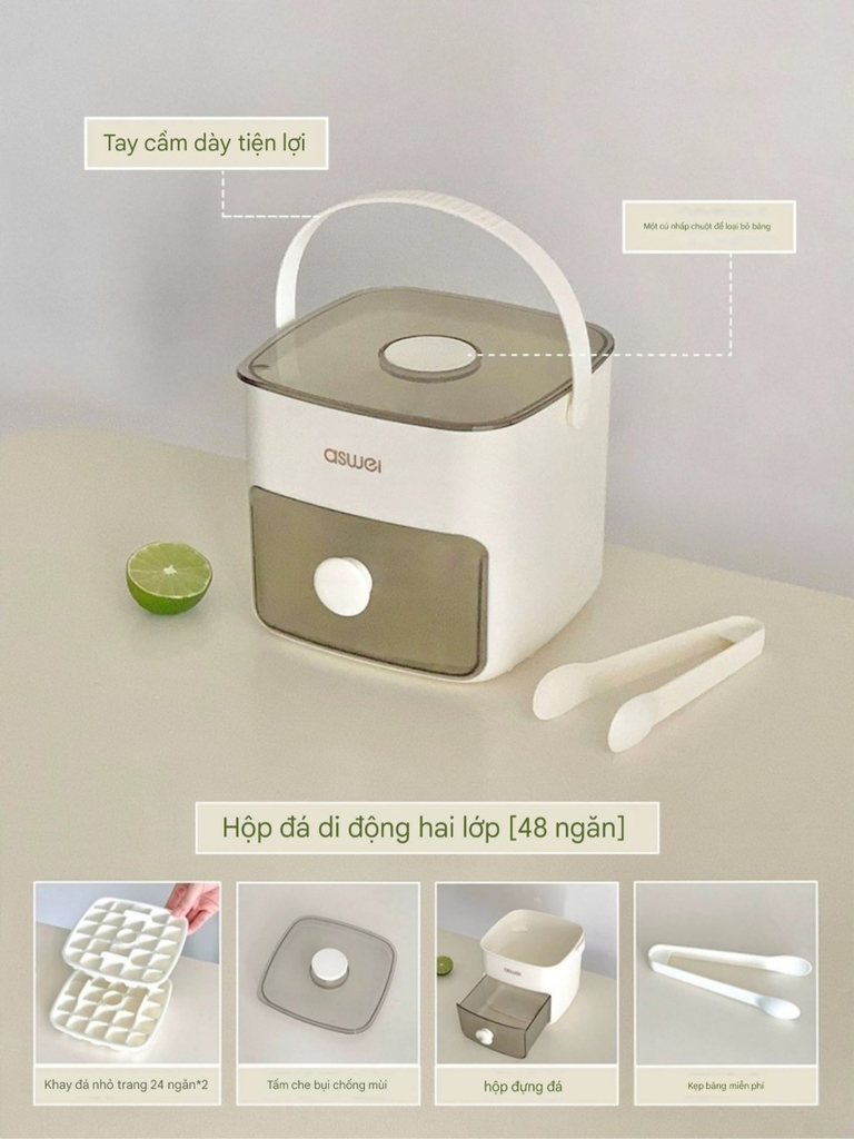 Hộp làm đá viên 2 tầng