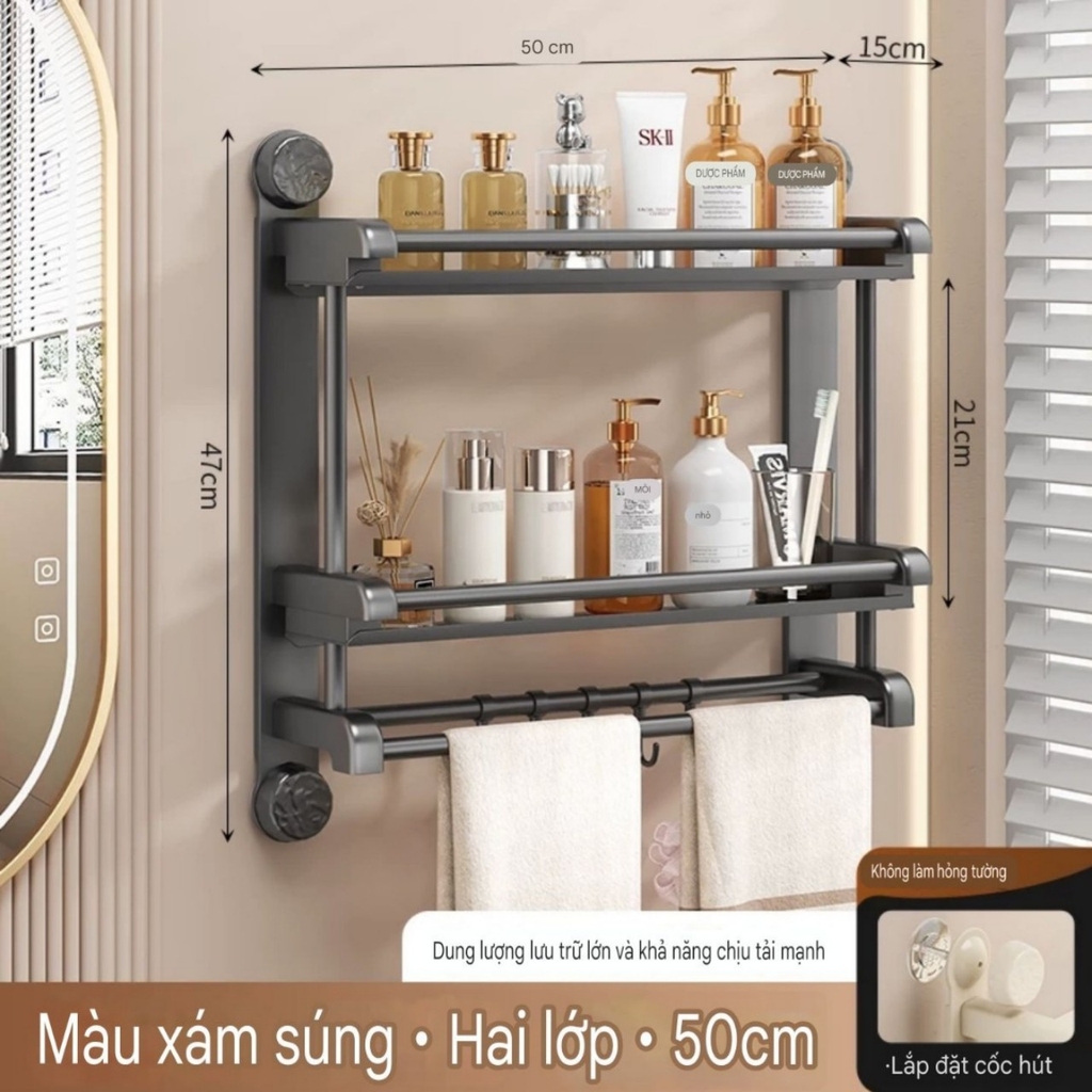 Kệ 2 tầng có 4 chân hút tường