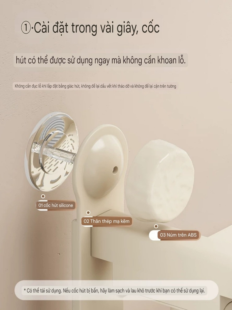 Kệ 2 tầng có 4 chân hút tường