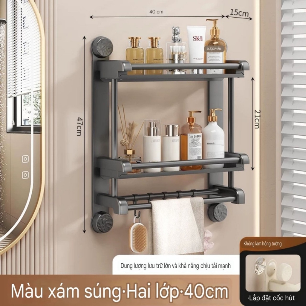 Kệ 2 tầng có 4 chân hút tường
