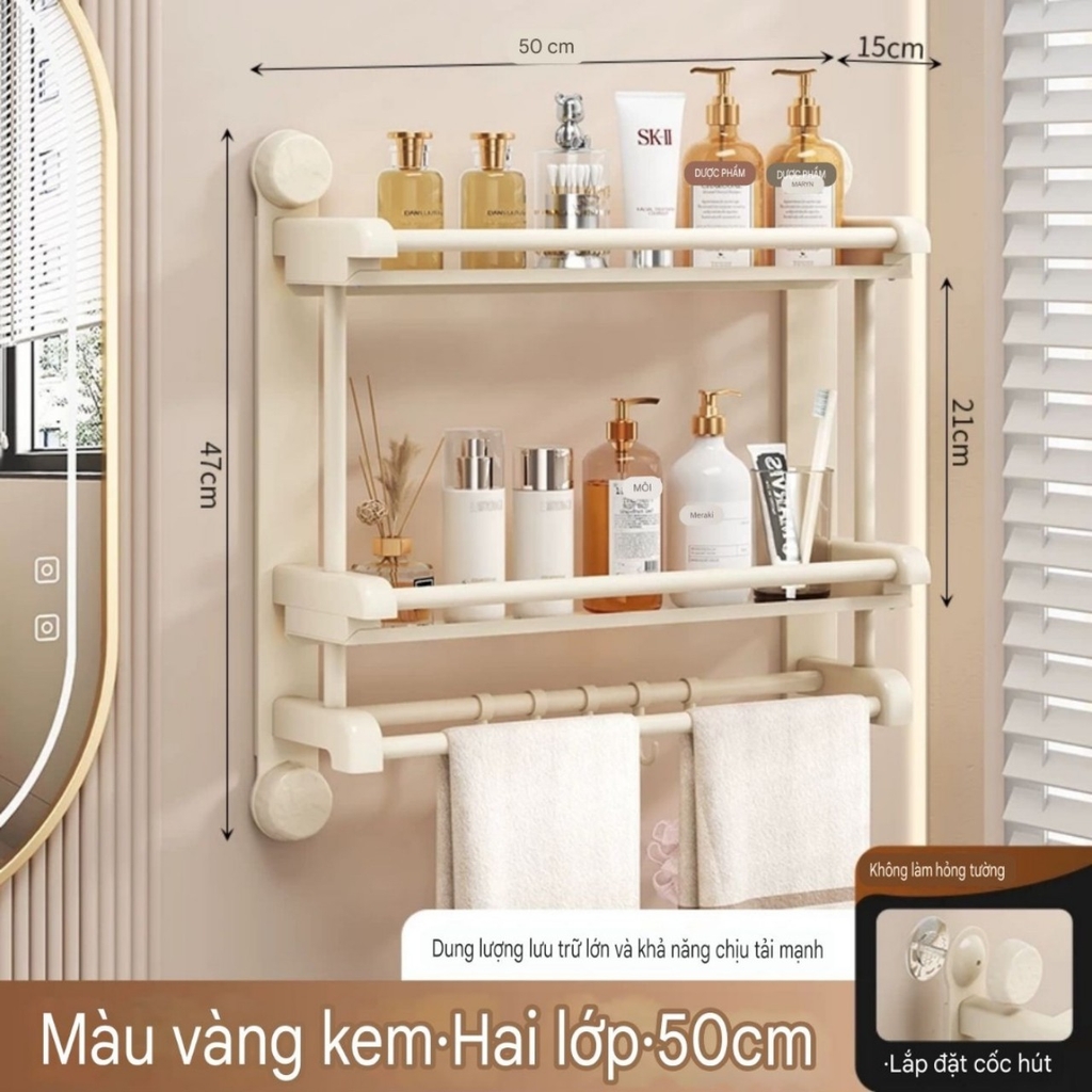 Kệ 2 tầng có 4 chân hút tường