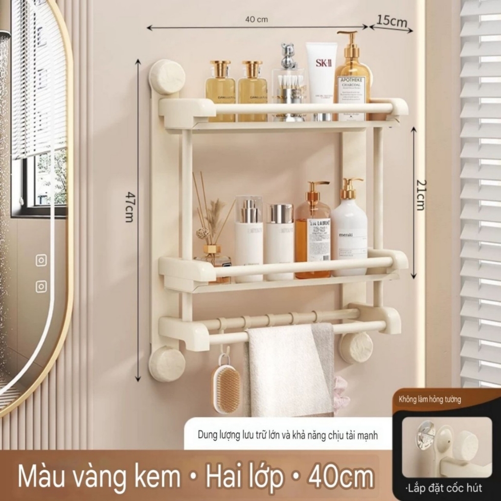 Kệ 2 tầng có 4 chân hút tường