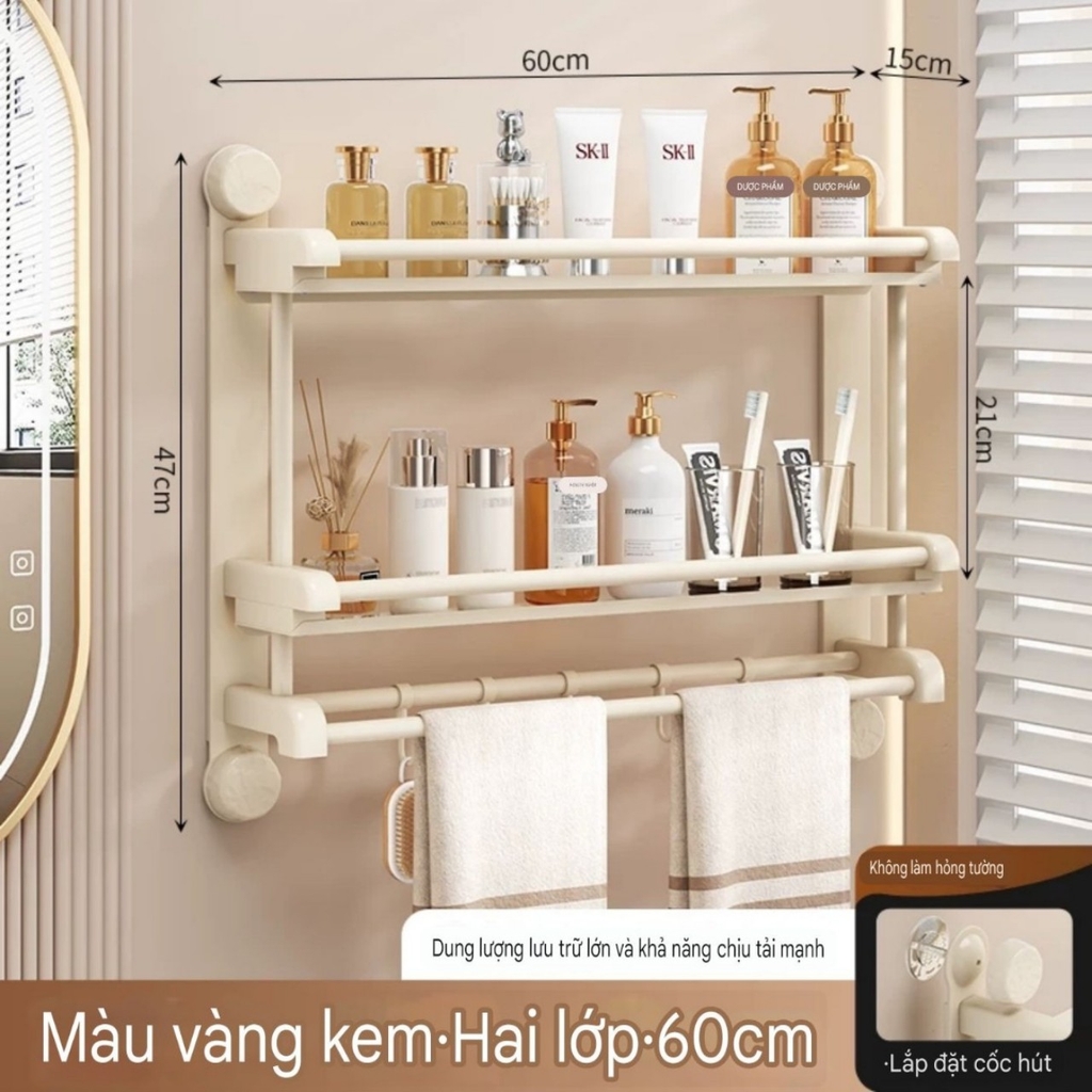 Kệ 2 tầng có 4 chân hút tường