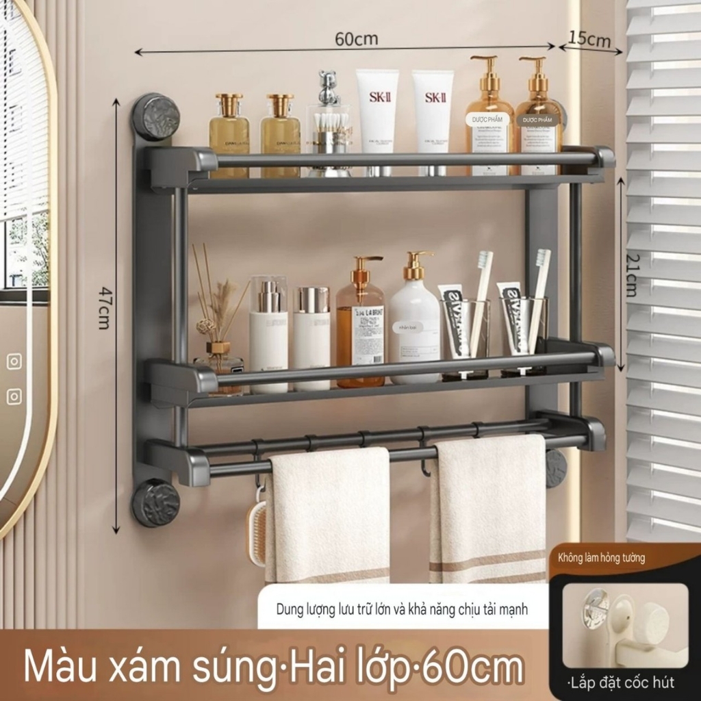 Kệ 2 tầng có 4 chân hút tường