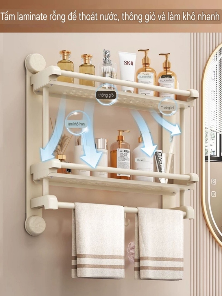 Kệ 2 tầng có 4 chân hút tường