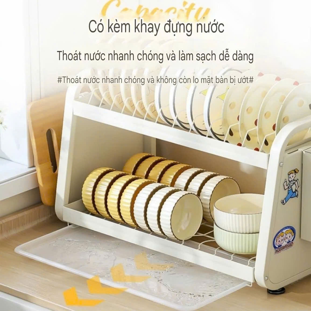 Kệ 2 tầng để chén dĩa và dao muỗng đũa
