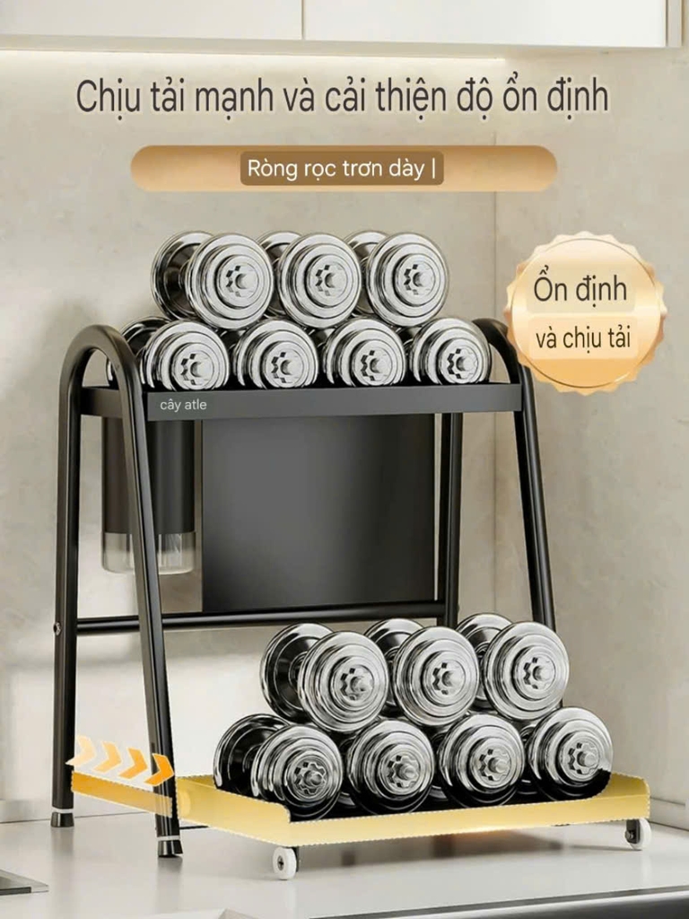 Kệ 2 tầng để lọ gia vị và muỗng đũa