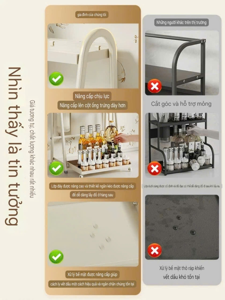 Kệ 2 tầng để lọ gia vị và muỗng đũa