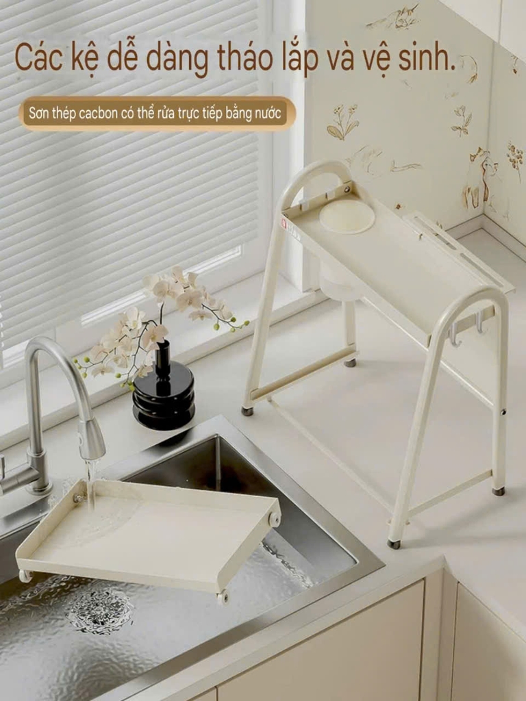 Kệ 2 tầng để lọ gia vị và muỗng đũa