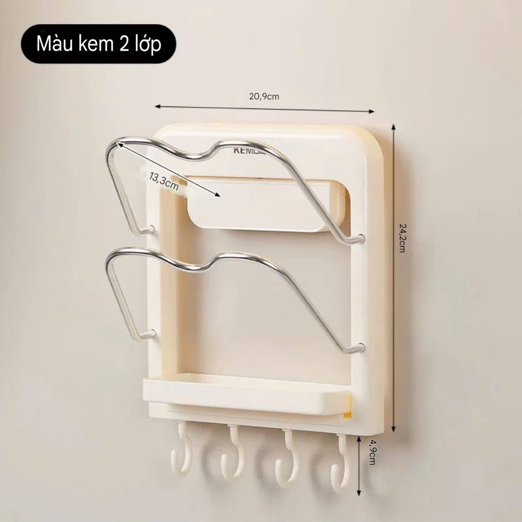 Kệ 2 tầng để nắp nồi kiểu hút tường