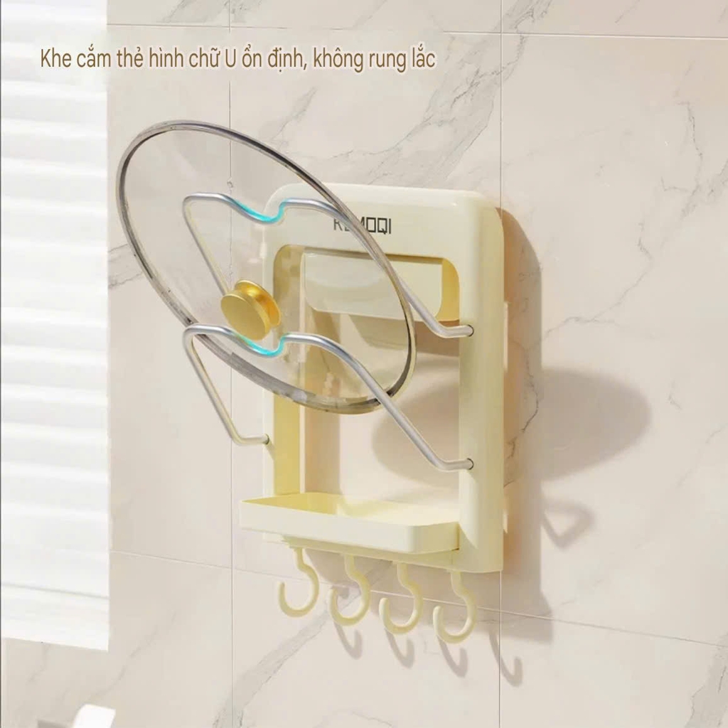 Kệ 2 tầng để nắp nồi kiểu hút tường