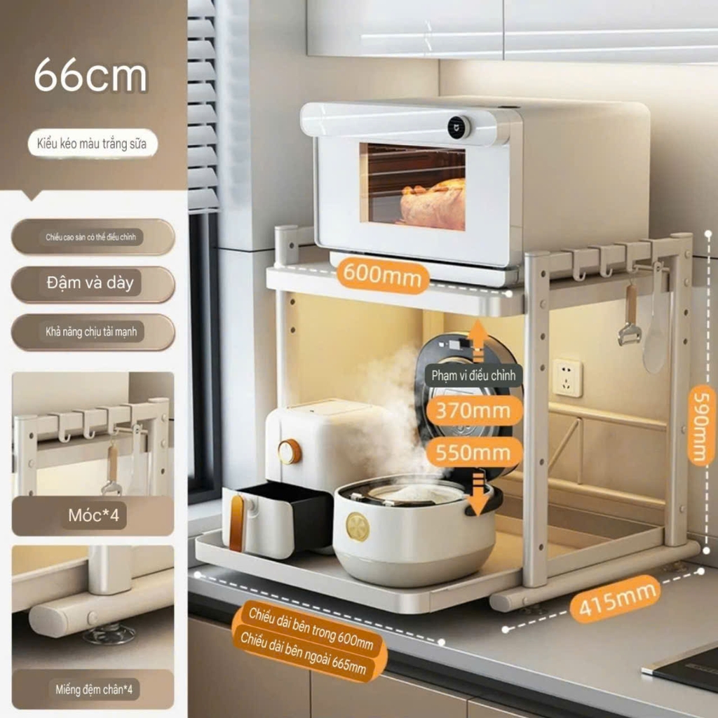 Kệ 2 tầng để nồi cơm điện, lò vi sóng, lọ gia vị