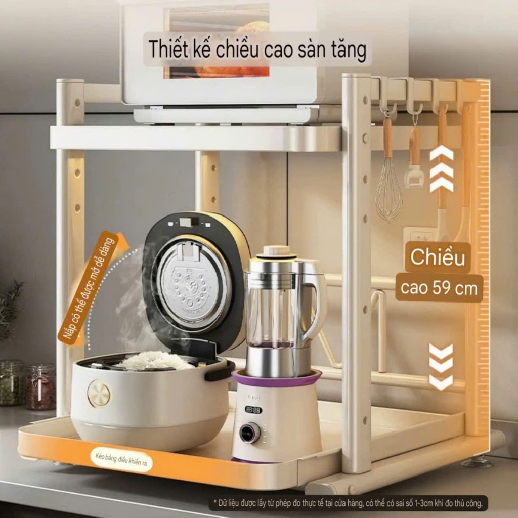 Kệ 2 tầng để nồi cơm điện, lò vi sóng, lọ gia vị