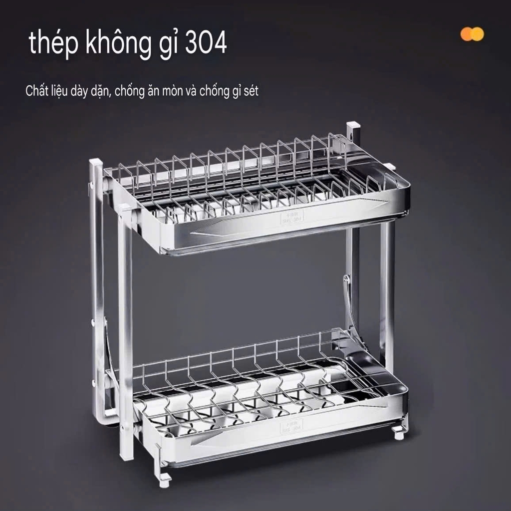 Kệ 2 tầng úp chén dĩa và để dao muỗng đũa