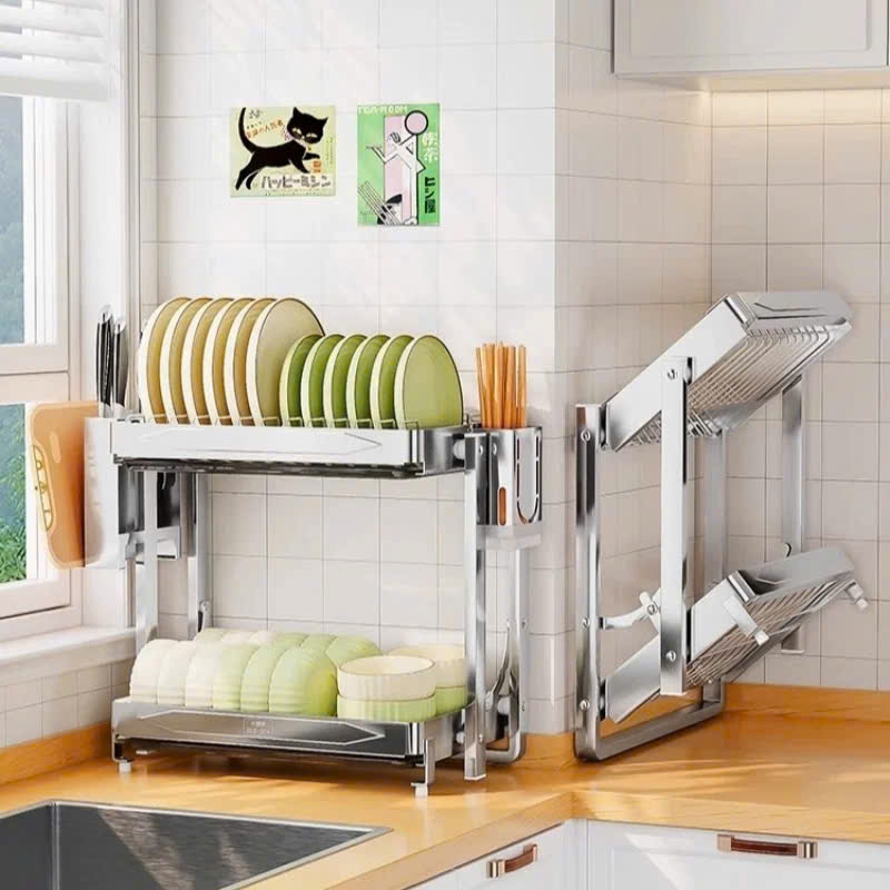 Kệ 2 tầng úp chén dĩa và để dao muỗng đũa