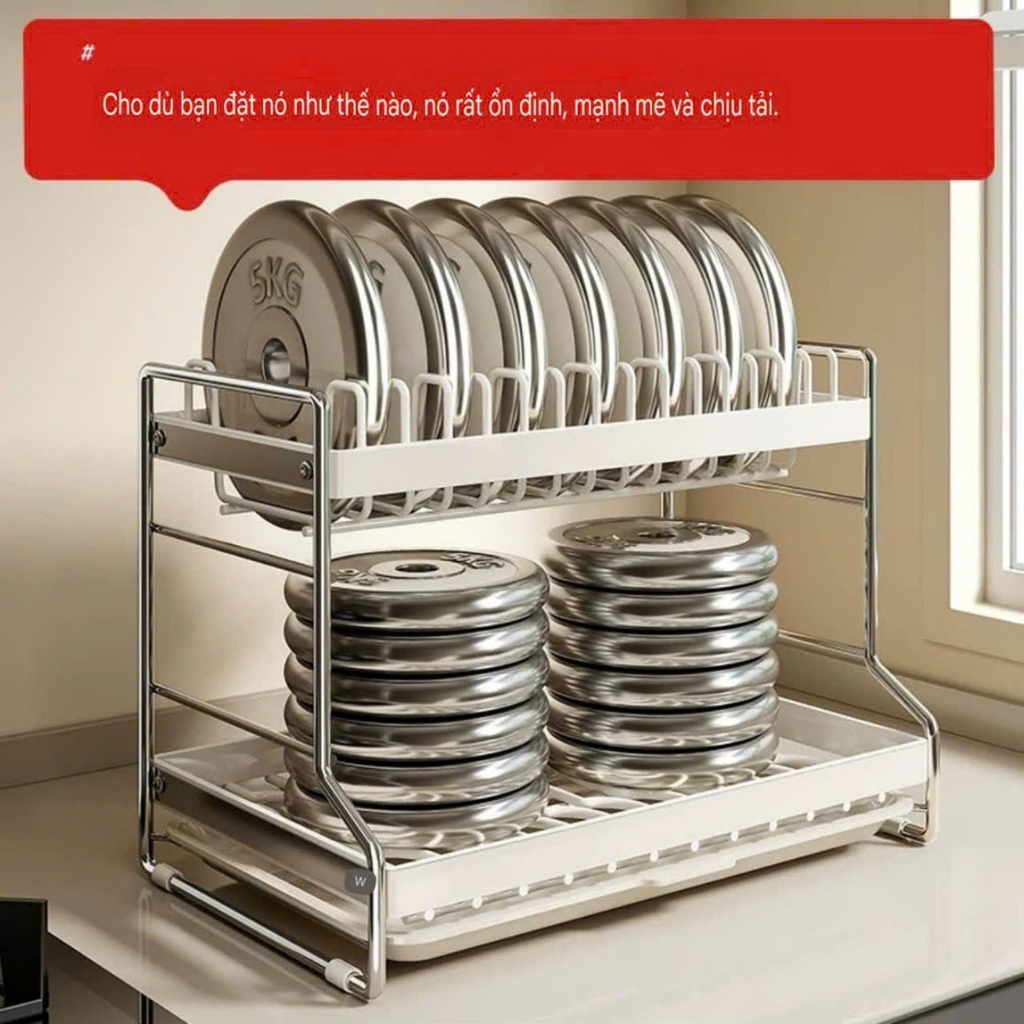 Kệ 2 tầng úp chén dĩa và để muỗng đũa