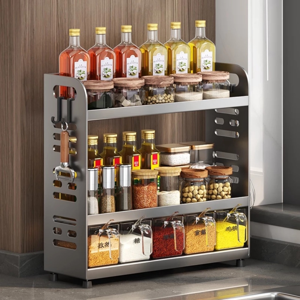 Kệ 3 tầng dán tường để đồ dùng nhà bếp